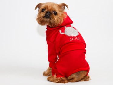 Trikotāžas suņu kostīms ar kapuci, М